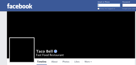 Facebookový profil Taco Bell.