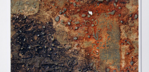 Na snímku je Boudníkova strukturální grafika Měsíční krajina z let 1960-1962.