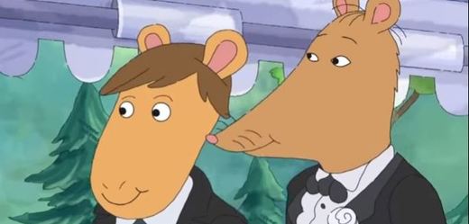 Svatba gay páru v animovaném seriálu Arthur.
